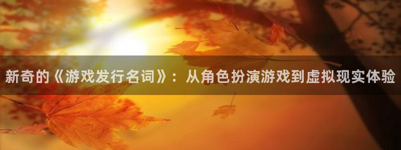 pp电子官网主营业务：新奇的《游戏发行名词》：从角色扮演游戏到虚拟现实体验